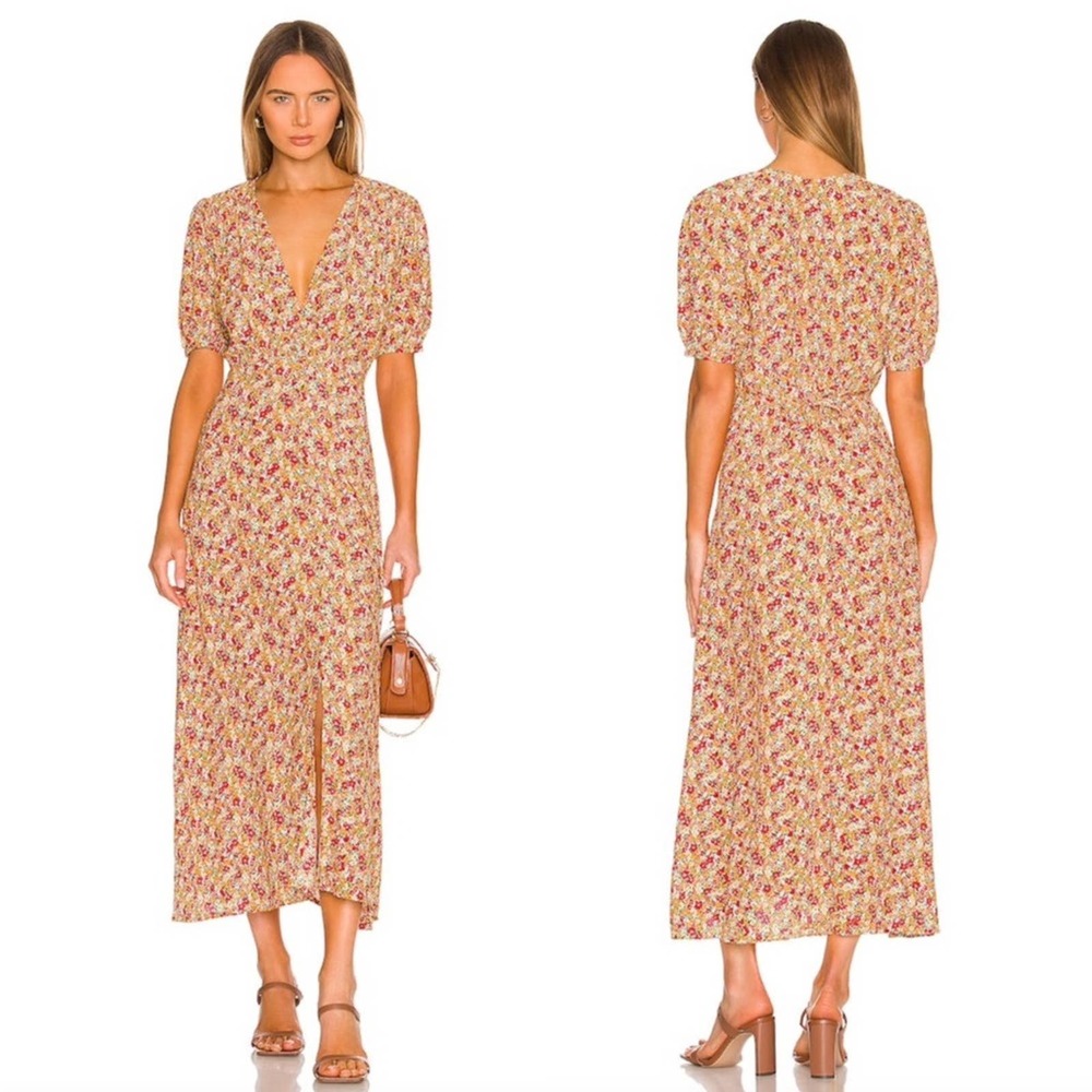 Faithfull the Brand Yellow Floral Midi Dress - Picture 2 of 12
